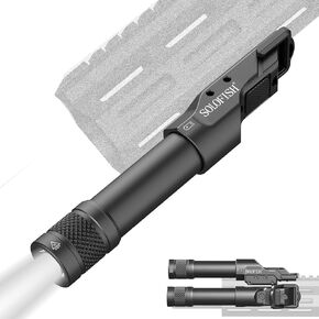 Solofish Aluminum Picatinny/Mlok Flashlight with Pressure Pad Switch for Rifle, 1450lm Weapon Light with Strobe/Momentary, Replaceable Batteries