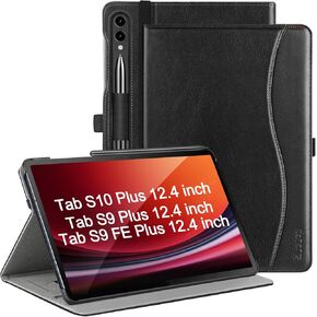 ZtotopCases for Samsung Galaxy Tab S10 Plus Case 2024/ S9 Plus/ S9 FE Plus 5G 12.4 Inch 2023, Premium PU Leather Cover with Hand Strap/Front Pocket/S Pen Holder for Tablet S10+/S9+/S9 FE+, Black