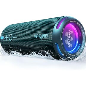 W-KING Bluetooth Speaker, IPX7 Waterproof Portable Speaker Bluetooth Wireless Loud with Dual Voice Coil, Customized EQ APP/Deep Bass, 40W 360° Sound Outdoor Shower Speaker, Party Lights/V5.3/TF/AUX