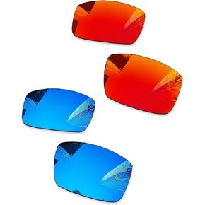 2 Pairs Ploarized Replacement Lenses for Oakley Crankshaft OO9239 Sunglasses - Fire Red + Ice Blue