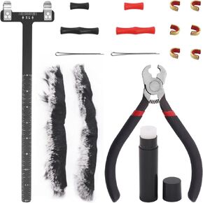 Swpeet 17Pcs Archery Bow String Tools Kit, Archery Nocking Buckle Plier, Bowstring Nock Sets Archery, T Shape Bow Square Ruler, Bow String Wax, Archery String Silencer, Bowstring Finger Protector