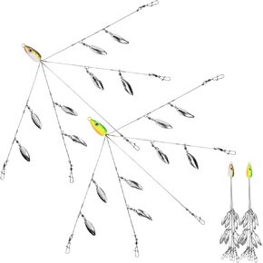 Goture Alabama Umbrella Rig Fishing Rigs for Bass Striper Fishing 5 Arms Alabama Rig Swimbaits with 4/8/12 Willow Blades Fishing Umbrella for Trout Perch Walleye Freshwater/Saltwater