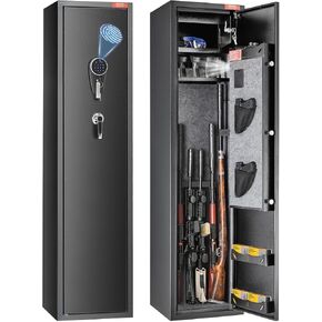 VEVOR 7-8 Rifles Gun Safe, Rifle Safe with Digital Keypad & Lock, Gun Storage Cabinet with Built-in Storage Locker, Removable Storage Shelf for Home Long Gun and Pistols