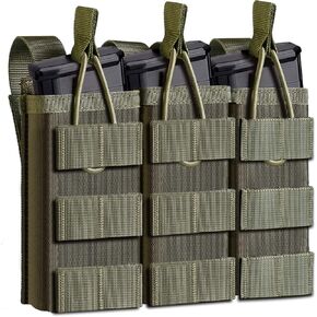 ELVO Tactical Molle Mag Pouch, Open-Top Molle Double/Triple Stacker 5.56 7.62 Magazine Pouches Holder Carrier for Rifle M4 M14 G36 HK416 AR-15 and Glock 17 19 M1911 9MM Magazines Holster