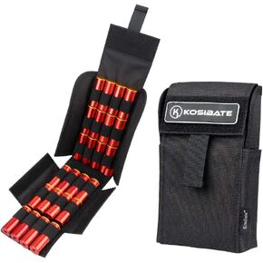 KOSIBATE HOT 25 Round Shotgun Shotshell Reload Holder Molle Pouch for 12 Gauge/20G (Black)