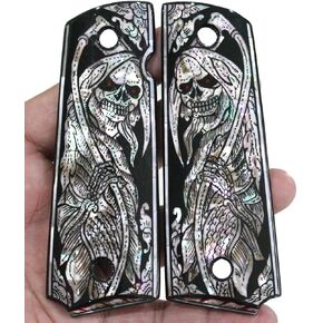 Grim Reaper Art Mother of Pearl Grips for 1911 Standard Full Size Colt Government and Commander Kimber, Springfield, Remington, Taurus PT 1911