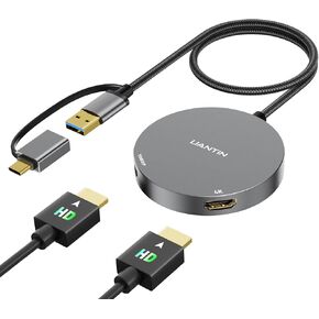 USB 3.0 or USB C to Dual HDMI Splitter Extender Display for Windows and Mac M1/M2/M3 | 4K/1080P USB C to HDMI Adapter for Dual Monitor, Multiple for Thunderbolt MacBook, Dell, HP, Lenovo etc