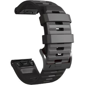 26mm watch band compatible with garmin fenix 5x 6x Pro 7x 3 hr rugged silicone quick fit 26 strap replacement for Epix Pro Gen 2 51mm Enduro 2 Descent Mk1 Mk2 Mk2i Mk3i tactix men women Black