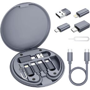 Elebase USB Charging Adapter Kit,USB to USBC Adapter,Type C to USB 3.0 OTG Light/ning Micro Multi Portable Converter Case with 1Ft 100W Charger Cable for iPhone 16 15 Max Pro,Samsung Galaxy S24 Plus