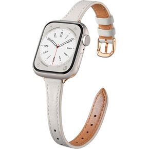 WJK Strap Compatible with Apple Watch Bands for Women 40mm 41mm 42mm 44mm 45mm 46mm 38mm SE 49mm, Leather Slim Thin Strap Compatible with iWatch Bands for Women Ultra 2 Series 10 9 8 7 6 5 4 3 2 1