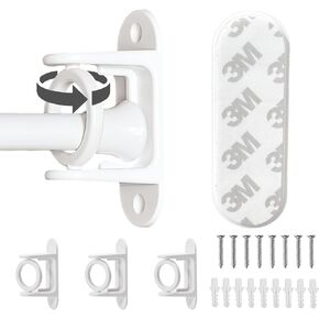 ZNCZHZN No Drill Curtain Rod Brackets, 4Pcs Self Adhesive Curtain Rod Holder, 【Upgrade 3M Adhesive】, Rotatable Curtain Rod Hook for Use Around Corners