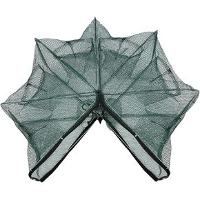 Crawfish Trap, Foldable Fishing Bait Trap 6 Holes Hexagon Crab Trap Crawfish Fishing Net Portable Minnow Trap Fish Trap Lobster Shrimp Net Trap Collapsible Cast Net Dip Cage Fishing Accessories