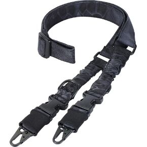 1050D Cloth Material 2 Points Rifle Sling Shotgun Sling Strap Adjustable Gun Sling with Upgrade Metal Hook (Pythons Black)