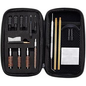 BOOSTEADY Universal Handgun Cleaning kit .22.357/.38/9mm.45 Caliber Pistol Cleaning Kit Brush Jag with Flexible Coated Cable and Empty Bottle in Zippered Case