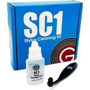 GrooveWasher SC1 Stylus Cleaning Kit to Clean LP Record Player Cartridge Needle – Anti-static Easy-Grip Brush + Stylus Cleaning Solution