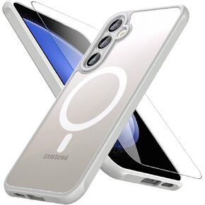 Hensinple Magnetic Case for Galaxy A14 5G Phone Case with Glass Screen Protector,[Compatible with MagSafe], Shockproof Matte Back Cover for Samsung Galaxy A14 5G Case- Black