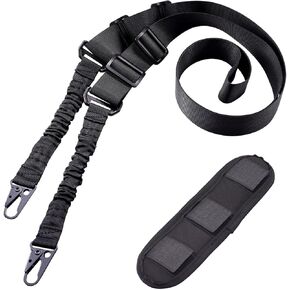 Two Point Traditional QD Sling with Shoulder Pad - Adjustable Extra Long 2 Point Traditional QD Rifle Sling - 1 Pack