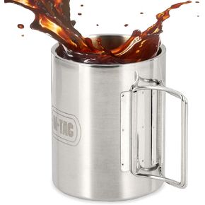 M-Tac 13,6oz Stainless Steel Hiking Mug Travel Coffee Cup with Handle