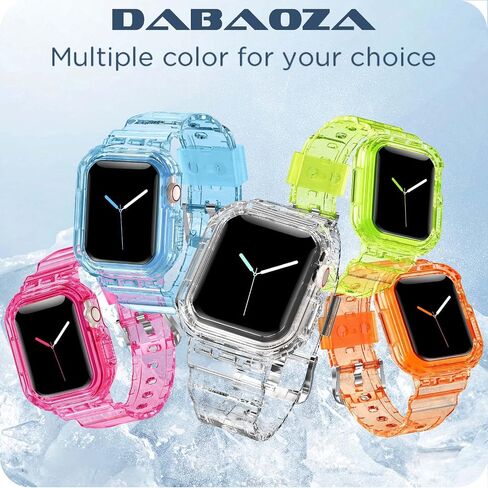 DABAOZA 5 Packs Compatible for Clear Apple Watch Band 46mm 45mm 44mm 42mm 41mm 40mm 38mm 49mm, Jelly Crystal Women Men Watch TPU Strap for iWatch Series 10 9 8 7 6 / SE 5 4 3 2 1 Ultra in Kuwait