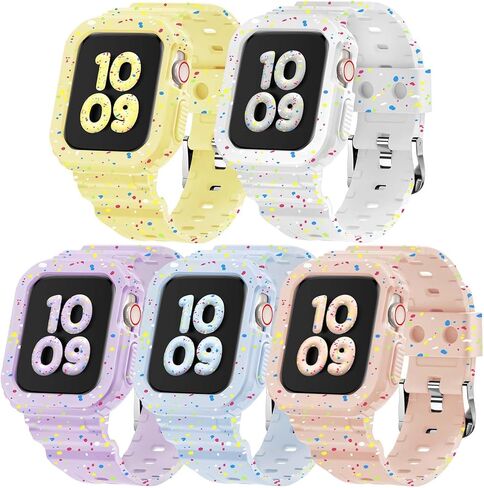 DABAOZA 5 Packs Compatible for Clear Apple Watch Band 46mm 45mm 44mm 42mm 41mm 40mm 38mm 49mm, Jelly Crystal Women Men Watch TPU Strap for iWatch Series 10 9 8 7 6 / SE 5 4 3 2 1 Ultra in Kuwait