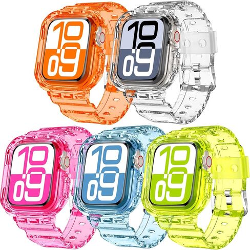 DABAOZA 5 Packs Clear Crystal Neon Bands Compatible Apple Watch 45/44mm in Kuwait