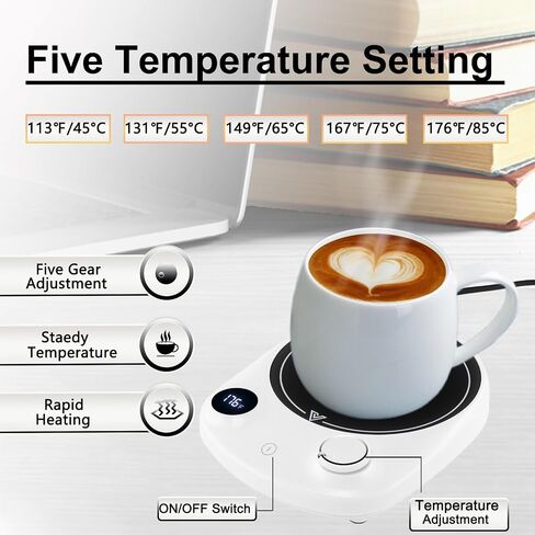 ARISKEY Mug Warmer,Coffee Warmer for Desk,50W Coffee Mug Warmer Heating Plate Candle Warmer Cup Warmer with 5-Temperature Settings Coffee Accessories (113℉-131℉-149℉-167℉-176℉) in Saudi Arabia
