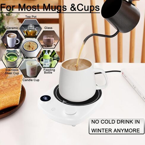 ARISKEY Mug Warmer,Coffee Warmer for Desk,50W Coffee Mug Warmer Heating Plate Candle Warmer Cup Warmer with 5-Temperature Settings Coffee Accessories (113℉-131℉-149℉-167℉-176℉) in Saudi Arabia