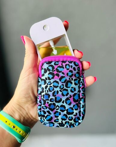 Neoprene Zippered Pouch with Clip Hook, Compatible with Touchland Hand Sanitizer Spray (Cool Cat) in Saudi Arabia