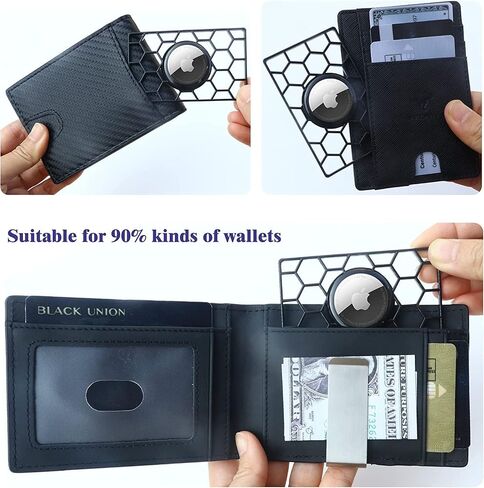 for Airtag Wallet Holder,Slim Thin Card Case Holder for Apple AirTag Size of a Credit Card for Purse, Handbag, Clutch (Black in Kuwait