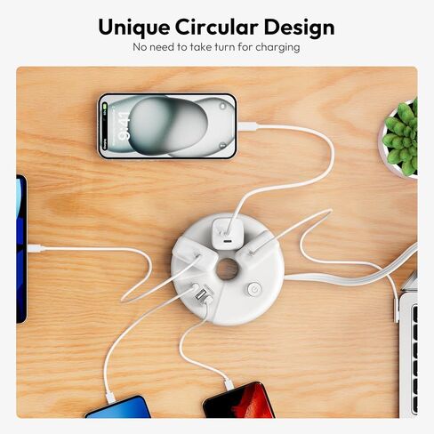 Travel Power Strip with USB Ports, NTONPOWER Cruise Approved Power Strip with 3 Outlet 3 USB, 5 ft Extension Cord with USB Ports, Compact for Indoor Home Office Dorm Room Cruise Essentials, White in Kuwait