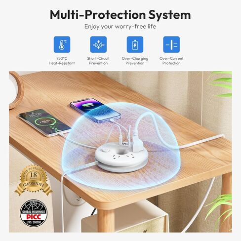 Travel Power Strip with USB Ports, NTONPOWER Cruise Approved Power Strip with 3 Outlet 3 USB, 5 ft Extension Cord with USB Ports, Compact for Indoor Home Office Dorm Room Cruise Essentials, White in Kuwait