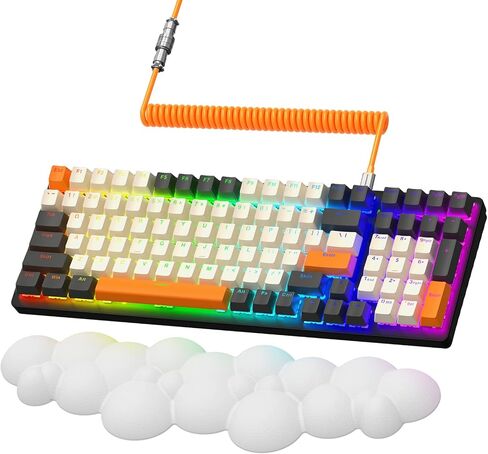 Wireless Mechanical Keyboard,2.4G/USB-C/Bluetooth Gaming Keyboard Hot Swappable,Efficient Numeric Pad,Keyboard Wrist Rest,Clicky Blue Switches,96% 100 Keys 4000mAh RGB Wired Keyboard for PC Mac iPad in Saudi Arabia