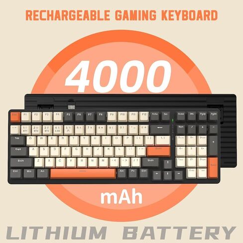 Wireless Mechanical Keyboard,2.4G/USB-C/Bluetooth Gaming Keyboard Hot Swappable,Efficient Numeric Pad,Keyboard Wrist Rest,Clicky Blue Switches,96% 100 Keys 4000mAh RGB Wired Keyboard for PC Mac iPad in Saudi Arabia