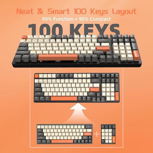 Wireless Mechanical Keyboard,2.4G/USB-C/Bluetooth Gaming Keyboard Hot Swappable,Efficient Numeric Pad,Keyboard Wrist Rest,Clicky Blue Switches,96% 100 Keys 4000mAh RGB Wired Keyboard for PC Mac iPad in Saudi Arabia