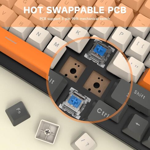 Wireless Mechanical Keyboard,2.4G/USB-C/Bluetooth Gaming Keyboard Hot Swappable,Efficient Numeric Pad,Keyboard Wrist Rest,Clicky Blue Switches,96% 100 Keys 4000mAh RGB Wired Keyboard for PC Mac iPad in Saudi Arabia