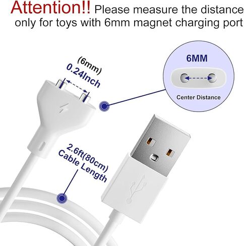 Magnetic USB DC Charger Cable 2.7ft Replacement Charging Cord for Rechargeable Toys Massagers Electric Toothbrush (6MM) in Kuwait