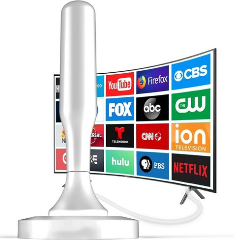 TV Antenna-TV Antenna Indoor,TV Antenna for Local Channels, Strong Magnetic Base Indoor TV Antenna for Easy Installation HD Antenna for TV Indoor 4k 1080P Channels-10ft Long Cables -TV Antenna in Kuwait