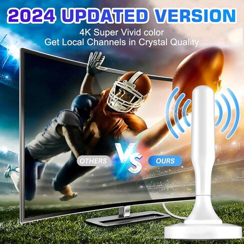 TV Antenna-TV Antenna Indoor,TV Antenna for Local Channels, Strong Magnetic Base Indoor TV Antenna for Easy Installation HD Antenna for TV Indoor 4k 1080P Channels-10ft Long Cables -TV Antenna in Kuwait