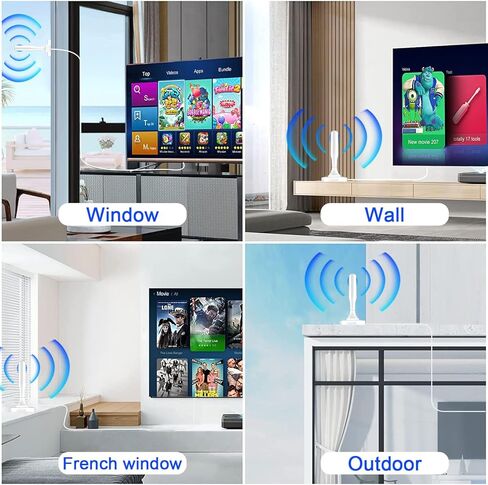 TV Antenna-TV Antenna Indoor,TV Antenna for Local Channels, Strong Magnetic Base Indoor TV Antenna for Easy Installation HD Antenna for TV Indoor 4k 1080P Channels-10ft Long Cables -TV Antenna in Kuwait