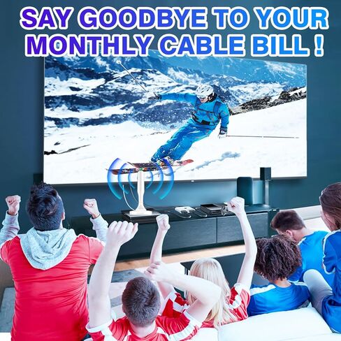 TV Antenna-TV Antenna Indoor,TV Antenna for Local Channels, Strong Magnetic Base Indoor TV Antenna for Easy Installation HD Antenna for TV Indoor 4k 1080P Channels-10ft Long Cables -TV Antenna in Kuwait