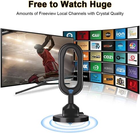 TV Antenna Digital HDTV Antenna 360° Reception Strong Magnetic Metal Base Indoor Tv Antenna Support 8K 4K 1080p All Older and Smart TV's in Saudi Arabia