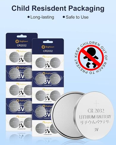 Brightown 20 Count CR2032 Lithium Coin Cell Battery, 3V Blister Packed CR2032 Button Battery for Small Devices, Long Lasting Power, 8-Year Storage Shelf Life, Child Secure Packaging, Pack of 20… in Saudi Arabia