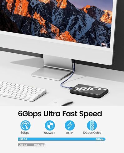 ORICO Trendy 2.5 inch Hard Drive Enclosure USB 3.1 Gen 1 to SATA III 5Gbps UASP External Hard Drive Enclosure for All 7mm 9.5mm 2.5 inch SATA SSD HDD Up to 8TB, Tool-Free, Black[CP25U3] in Saudi Arabia