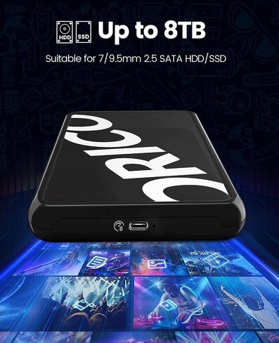 ORICO Trendy 2.5 inch Hard Drive Enclosure USB 3.1 Gen 1 to SATA III 5Gbps UASP External Hard Drive Enclosure for All 7mm 9.5mm 2.5 inch SATA SSD HDD Up to 8TB, Tool-Free, Black[CP25U3] in Saudi Arabia