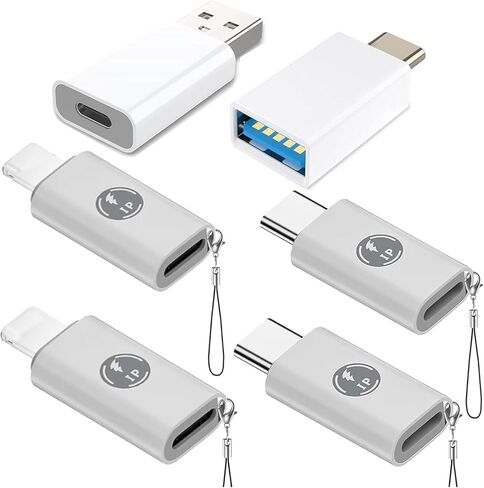محول AWINLI 6 عبوات، محول USB3.0 إلى USB C OTG، قطعتان من النوع C أنثى إلى iPhone ذكر متوافق مع iPhone 15 14 13 Plus Pro Max، Samsung Galaxy S24، كمبيوتر محمول in Kuwait