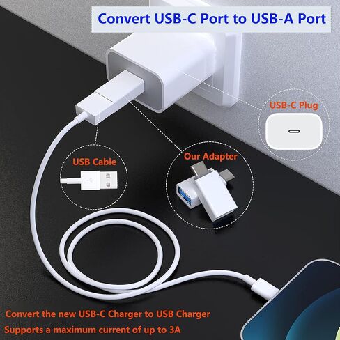 محول AWINLI 6 عبوات، محول USB3.0 إلى USB C OTG، قطعتان من النوع C أنثى إلى iPhone ذكر متوافق مع iPhone 15 14 13 Plus Pro Max، Samsung Galaxy S24، كمبيوتر محمول in Kuwait