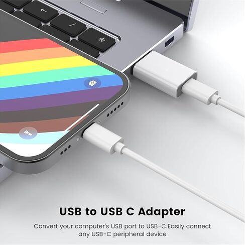 محول AWINLI 6 عبوات، محول USB3.0 إلى USB C OTG، قطعتان من النوع C أنثى إلى iPhone ذكر متوافق مع iPhone 15 14 13 Plus Pro Max، Samsung Galaxy S24، كمبيوتر محمول in Kuwait