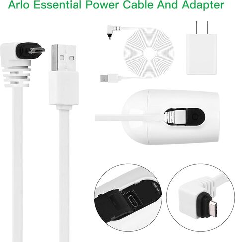 3 عبوات محول طاقة بطول 25 قدم/7.5 متر لأضواء Arlo الأساسية، كابل طاقة خارجي مقاوم للطقس يشحن باستمرار كاميرا Arlo الأساسية الخاصة بك - أبيض in Kuwait