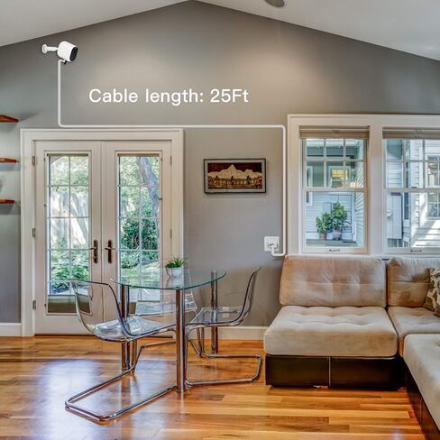 3 عبوات محول طاقة بطول 25 قدم/7.5 متر لأضواء Arlo الأساسية، كابل طاقة خارجي مقاوم للطقس يشحن باستمرار كاميرا Arlo الأساسية الخاصة بك - أبيض in Kuwait