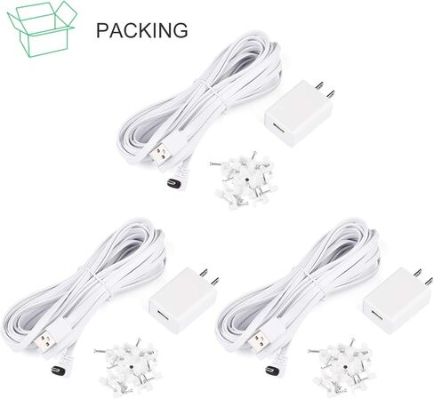 3 عبوات محول طاقة بطول 25 قدم/7.5 متر لأضواء Arlo الأساسية، كابل طاقة خارجي مقاوم للطقس يشحن باستمرار كاميرا Arlo الأساسية الخاصة بك - أبيض in Kuwait